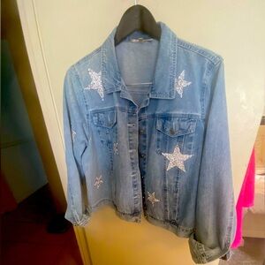 Denim Jacket with Silver Star Accents